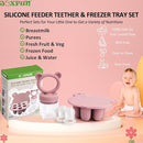 Silicone Baby Fruit Food Feeder & Mini Freezer Nibble Tray, Breastmilk Popsicle Molds for Baby Teething Relief, BPA Free Silicone Teething Toys Feeder for Safe Infant Self Feeding, Extra Food Pouches by TinyTreasures Baby Boutique