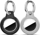 Upgrade Waterproof 2 Pack Airtags Holder with Apple Airtags Keychain, Hard PC Air Tag Case, Anti-Scratch & Shock Air tag Holder, Men's Women's Keyrings & Keychains-Black+Grey by TinyTreasures Baby Boutique