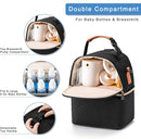 Breastmilk Cooler Bag with Ice Pack & Mat Fit 6 Bottles Up to 9 Ounce, Baby Bottle Cooler Bag for Moms, Daycare & Travel, Black by TinyTreasures Baby Boutique