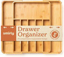 SMIRLY Silverware Drawer Organizer – Bamboo Kitchen Drawer Organizer, Adjustable Utensil Holder and Cutlery Tray, Drawer Dividers for Flatware and Kitchen Utensils by CozyNest Decor