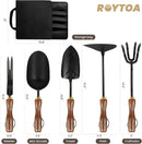 Garden Tool Set,5Pcs Gardening Tools,Stainless Steel Heavy Duty Hand Cultivator, Hoes，Shovel, Trowel and Weeder with Ergonomics Walnut Handle，Gardening Gifts for Women by GreenHaven Gardens