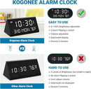 Kogonee Wooden Digital Alarm Clock, 0-100% Dimmer, 2 Alarm Settings, Weekday/Everyday Mode, 9 Mins Snooze, 12/24H, Temperature and Date Display for Office, Travel, Bedroom Alarm Clock (Black) by CozyNest Decor
