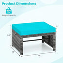 Tangkula 2 Pieces Patio PE Rattan Ottomans, Multipurpose Outdoor Footstool Footrest Additional Seating Side Table with Soft Zippered Cushions for Deck, Garden, and Yard (Turquoise) by CozyNest Decor