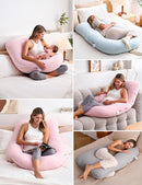 Momcozy Pregnancy Pillows for Sleeping, U Shaped Full Body Maternity Pillow for Side Sleeping - Support for Back, Legs, Belly, HIPS, 57 Inch, Pink by TinyTreasures Baby Boutique