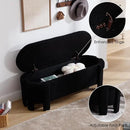Modern Upholstered Storage Bench, Sherpa Fabric 50" Long Entryway Bench with Storage and Seating, Comfy Cute Ottoman Bench for Living Room/End of Bed/Hallway, Black by CozyNest Decor
