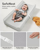 Vegan Leather Waterproof Baby Changing Pad - Wipeable, Extra Thick & Portable & Non-Slip Diaper Mat for Dresser, Crib, Travel | Soft & Safe (Gray) by TinyTreasures Baby Boutique