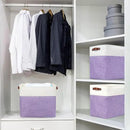 Large Fabric Storage Baskets | 50L Storage Bins, Decorative Linen Closet Baskets with Handles for Organizing, Shelf, Toys, Clothes, Home, Office, Nursery, 17x12x15Inches (Purple&White) by CozyNest Decor