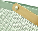 Metal Mesh Steel Basket, Storage Organizer Basket Multi-functional Hanging Kitchen Basket Fruit Basket Bin with Bamboo Handle, 9.84 x 10.2 x 7 inch, Mint Green by GreenHaven Gardens