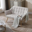 48”Small Loveseat Sofa, Modern Linen Upholstered Mini Couch 2-Seater Fluffy Love Seat with Quilting Backs and Wood Legs for Small Space Living Room, Bedroom, Beige by CozyNest Decor