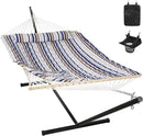 ANOW Outdoor Double Hammock with Stand, Portable Hammock with Detachable Pillow and Pad for Garden Yard Outside, 450 LBS Weight Capacity, Blue Seaside by GreenHaven Gardens