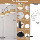 Rattan Floor Lamp for Living Room, 80 Inch Tall Boho Floor Lamp with Rotary Switch, 3 Lights Arc Lamp with Wicker Shade for Coastal,Bohemian,Tree Farmhouse Standing Lamp by CozyNest Decor