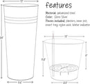 KOL 28'' Tall Galvanized Steel Planter Pot - Flower Pot with Water Level Indicator for Plants - 2-Pack Self Watering Planters - Round Silver Powder Metal Planter Box - Indoor Outdoor Grande Plant by CozyNest Decor