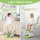Frog Toilet Seat, Potty Training Seat for Toddler, Upgrade Potty Training 2 in 1 Toddler Toilet Seat for Boys Girls,Waterproof Soft Mat Non-Slip Step Stool by TinyTreasures Baby Boutique