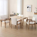 Kmax Modern Dining Chairs Set of 4 Linen Fabric Kitchen Arm Chairs Upholstered Accent Chairs with Wooden Legs for Dining Room, Living Room, Bedroom, White by CozyNest Decor
