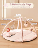 Fortella Baby Play Gym & Activity Mat, Tummy Time Mat w 5 Detachable Toys and Pillow, Large Sensory Playmat for Floor, Newborn Infant Baby Essentials Shower Gift 0-3-6-9-12 Months (Rose Pink) by TinyTreasures Baby Boutique