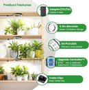 Wiaxulay 6.3” Ceiling Plant Grow Light, 252 LED Full Spectrum Halo Grow Lights for Indoor Plants, 12V/3A Under Cabinet Grow Lamp with 6/12/16 Hrs, 3 Lighting Mode, 5 Dimmable Levels, Tri Head by GreenHaven Gardens