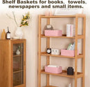 3 Pack Small Storage Baskets for Organizing, Cute Woven Decorative Gift Baskets for Shelves, Mini Closet Organizer Bins with Handles, 11.81''Lx7.87''Wx4.72''H-Pink by CozyNest Decor