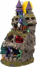 Skullstone Hollow Skull Theme Spooky Halloween Village Multi-Color LED Lights, Animated Motion and Music 7.75" x 7.5" x 13.5" by CozyNest Decor