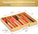 Umilife Expandable Kitchen Drawer Organizer, 2.5" High Bamboo Utensils Silverware Tray, Adjustable Large Deep Wood Organization Holder by CozyNest Decor
