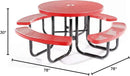 Coated Outdoor Furniture Heavy-Duty Portable Outdoor Picnic Table with Umbrella Hole, Expanded Metal Commercial-Grade Patio Dining Furniture Made in America (46" Round Top, Red) by GreenHaven Gardens