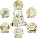 Beright Wooden Baby Walker Push and Pull Learning Activity Walker Kids’ Activity Toy Multiple Activities Center Develops Motor Skills & Stimulates Creativity(Green) by TinyTreasures Baby Boutique