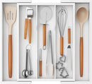 Lifewit Utensil Organizer for Kitchen Drawer, Expandable Cooking Utensil Tray, Bamboo Cutlery Silverware Flatware Holder, Adjustable Spatula Tools and Gadgets Storage Divider, Large, White by CozyNest Decor