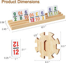 Mexican Train Dominoes Set with 4 Wooden Trays/Racks and Portable Carrying Case,Travel Colorful Double 12 Dominoes - 91 Numbered Tiles,for Kids and Adults by TinyTreasures Baby Boutique