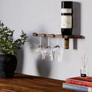 Rustic State Suvla Wall Mounted Wood Stemware Rack Hanging Shelf Glassware Holder Bar Organizer with 8 Wine Glass Storage 17 Inch Long Walnut by CozyNest Decor