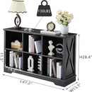 Farmhouse 6 Cube Bookshelf, Black Storage Organizer Bookcase, Kids Toy Storage Cabinet, Long Bookshelves Storage Organizer Shelf, Wood Display Cabinet Book Shelves for Bedroom,Living Room,Office by CozyNest Decor