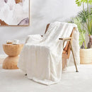 Cozy Bliss Checkered White Faux Rabbit Fur Throw Blanket, Soft Fuzzy Fluffy Minky Cream Furry Blankets for Couch, Bed (50 * 60 Inches Ivory) by CozyNest Decor
