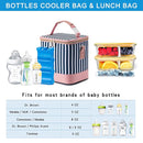 Breastmilk Cooler Bag with Ice Pack Fits 6 Baby Bottles Up to 9 Ounce, Baby Bottle Bag with Shoulder Strap for Nursing Mom Daycare, Straps by TinyTreasures Baby Boutique