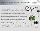 RTZEN Plant Hangers Outdoor or Indoor - Wrought Iron Metal Hanger Indoor Hook - Heavy Duty Wall Bracket Hooks for Hanging Plants Baskets Lanterns Wind Chimes - 2 Pack (Black Axe-Shape Hooks) by GreenHaven Gardens