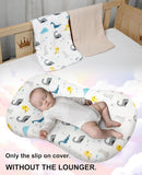 Muslin Baby Lounger Cover for Snuggle Me Organic Lounger/Baby Lounger/Organic Cotton Handmade Cover for Infant/Toddler Lounger/Nursing Pillow(White with Dinosaur, Wheat) by TinyTreasures Baby Boutique