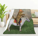 HGOD DESIGNS Funny Cat Throw Blanket Ultra Soft Warm All Season The Cat Cowboy on a Horse Decorative Fleece Blankets for Bed Chair Car Sofa Couch Bedroom 50"X60" by CozyNest Decor