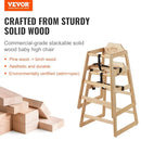 VEVOR Wooden High Chair for Babies & Toddlers, Double Solid Wood Feeding Chair, Eat & Grow Portable High Chair, Easy to Clean Baby Booster Seat, Compact Toddler Chair, Natural by TinyTreasures Baby Boutique