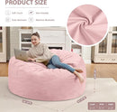4FT Bean Bag Chair, Large Bean Bag Chairs with Memory Foam Filled, Fluffy Beanbag Sofa with Dutch Velvet Cover, Round BeanBag Chairs for Living Room, Playroom - Light Pink by TinyTreasures Baby Boutique
