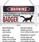 Warning Sign, Badger Warning Wood Plaque Sign, Funny Door Signs, Decorative Wood Hanging Suspension Plaque, Farmhouse Wooden Wall Decor, Outdoor Hanging Wooden Signs by CozyNest Decor