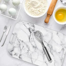 Serving Trays with Handles, 14.5 x 9.8 inch Rectangular Plastic Tray for Restaurant, Kitchen, Gray White Marble by CozyNest Decor