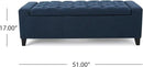 Christopher Knight Home Hikaru Fabric Storage Ottoman, Dark Blue Dimensions: 20.50”D x 51.00”W x 17.00”H by CozyNest Decor