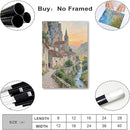 Small town scenery poster on the bank of the mountain stream is suitable for living room bedroom and office natural oil painting poster by CozyNest Decor