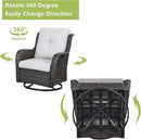 Outdoor Wicker Patio Furniture Set - 5 Pieces Rattan Patio Conversation Set with 2 Rocking Swivel Chairs,2 Ottomans and 1 Side Table for Porch Deck Backyard Garden(Brown/Beige) by GreenHaven Gardens
