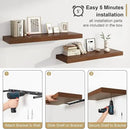 Heimlove Walnut Bathroom Shelves Floating Shelves for Wall Shelf Over Toilet Long Wall Mounted Modern Farmhouse,48 x 12 Wall Shelves with Invisible Brackets for Living Room, Kitchen, Bedroom by CozyNest Decor