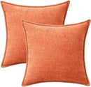 MIULEE Pack of 2 Couch Throw Pillow Covers 18x18 Inch Coral Red Farmhouse Decorative Pillow Covers with Stitched Edge Soft Chenille Solid Dyed Pillow Covers for Sofa Bed Living Room by CozyNest Decor