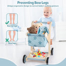Asweets 2 in 1 Wooden Baby Walker Push and Pull Doll Stroller, Shopping Cart Learning Walker for Boys and Girls, Sit Stand Learning Toddler Toy (Blue) by TinyTreasures Baby Boutique