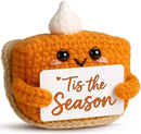 Tis The Season Fall Decor | Mini Crochet Pumpkin Pie Plush | Small Handmade Autumn Halloween Thanksgiving Items for Home Office Indoor Table Decoration Christmas Stocking Stuffer Ornament by CozyNest Decor