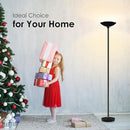 BoostArea Torchiere Floor Lamp, 30W Super Bright LED Standing Lamp, Stepless Dimmable Pole Lamp with 3000K Lighting, Rotary Switch, 70 Inch Tall Metal Modern Floor Lamps for Living Room/Bedroom Black by CozyNest Decor