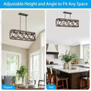 XINGQI Rectangular Linear Kitchen Island Chandeliers Over Table 32.7" Black Pendant Lighting Fixtures Farmhouse 4-Light for Dining Room Bar Office Coffee Shop, Black Wood Grain by CozyNest Decor