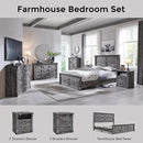 26" Tall Farmhouse Nightstand Set of 2, 2 Drawers End Table w/Charging Station, 23.6" Wide Large Side Table w/Roman Column, Wood Rustic Sofa Table w/Open Shelf, Bedside Table for Bedroom, Light Gray by CozyNest Decor