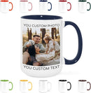 Custom Mug Upload Your Picture Personalized Coffee Mug with Photo Text Name Customized Cup Unique Ideas Gifts for Men Women Mom Dad Girlfriend Boyfriend Friend Family (Dark Blue, 15oz) by TinyTreasures Baby Boutique