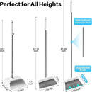 JOYMOOP White Broom and Dustpan Set, Upright Angle Design with Built-in Comb Teeth for Kitchen, Office, Pet Hair, Hard Floors by CozyNest Decor